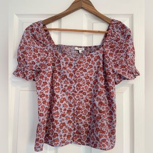 Madewell Button Front Smocked Back Top in Piccola Floral, Size 4